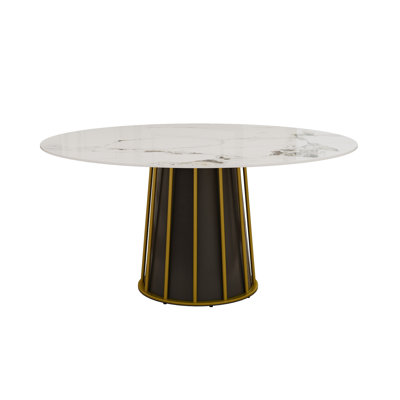 59.05" Modern Round Sintered Stone Dining Table