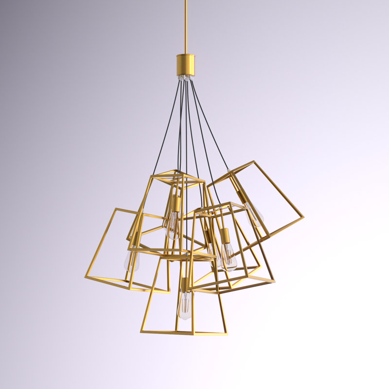 Elsje 29.1" W 7-Light Dimmable Cluster Pendant, Gold
