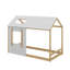 Lit plateforme simple de style maison avec toit et fenêtre-2033491025