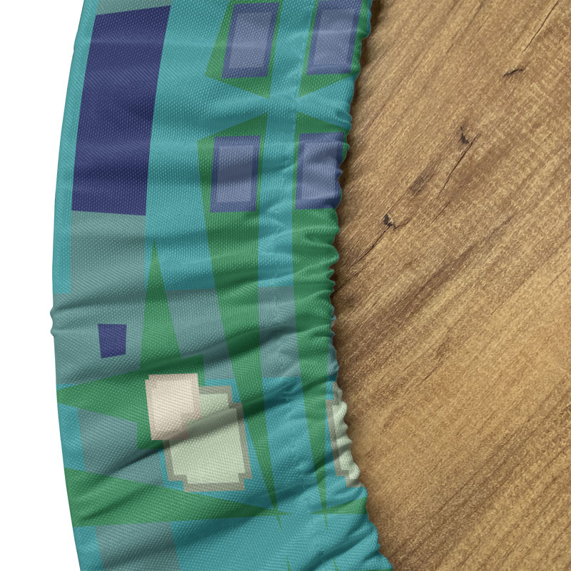 Geometric Fitted Round Tablecloth Dark Seafoam Quartz