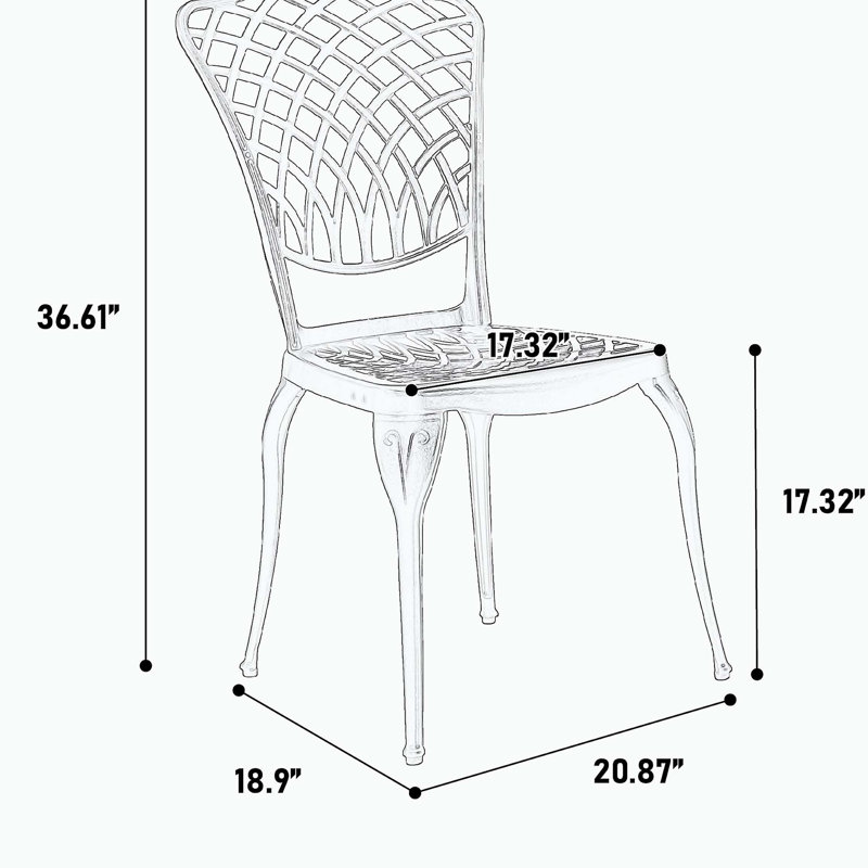 Bistro Set 3 Piece Rustproof Cast Aluminum Patio Furniture Sets 2 Chairs and 1 Round Table Outdoor, Garden,  Patio, Balcony, white