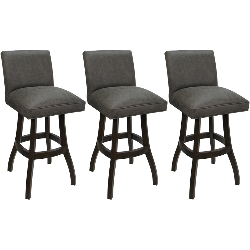 Ensemble de 3 tabourets de bar pivotants de 30 po, Brun, Gris foncé / mélange de polyester