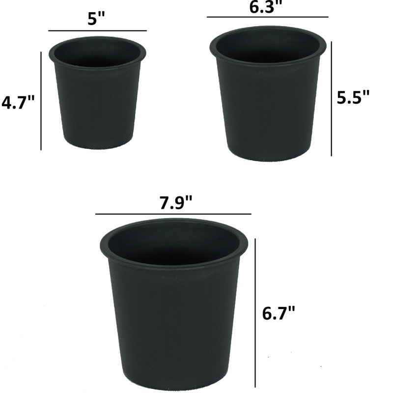 Pot de plante de chambre de bébé noir de 5 po - Pots de jardin en plastique avec drainage., 4.69" H x 4.86" W x 5.12" D