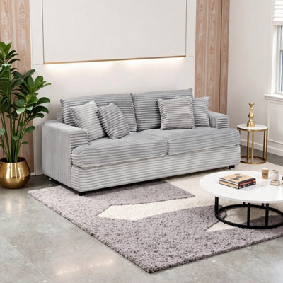 Ensemble de canapé moderne en velours côtelé 3 places avec coussins décoratifs - spacieux, élégant et sans effort