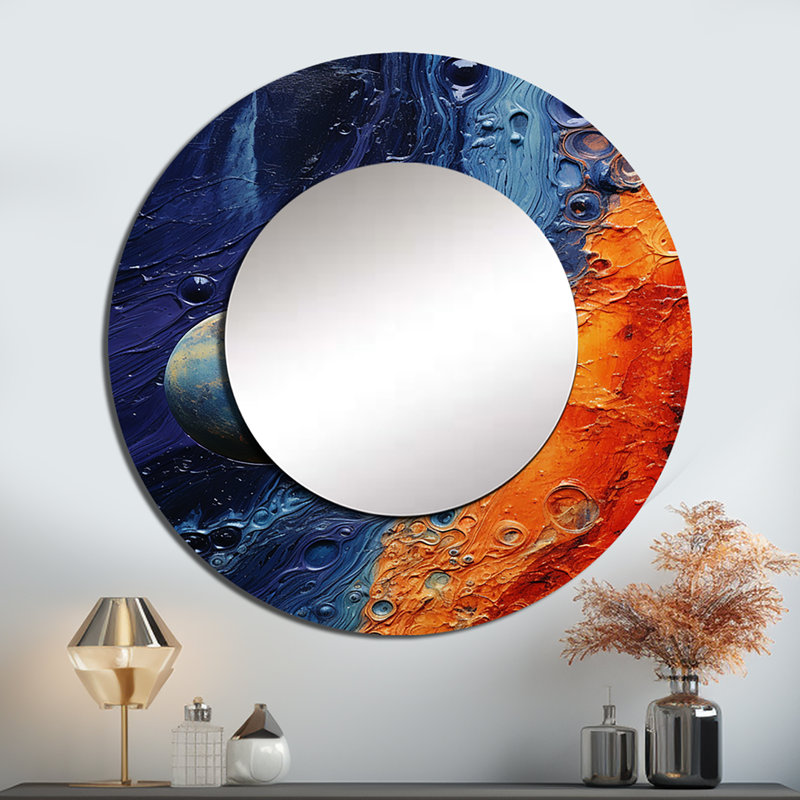 Mysterious Solar System Dream I - Our Solar System Round Mirror Wall Decor_MTMIR117602, 36" x 36"