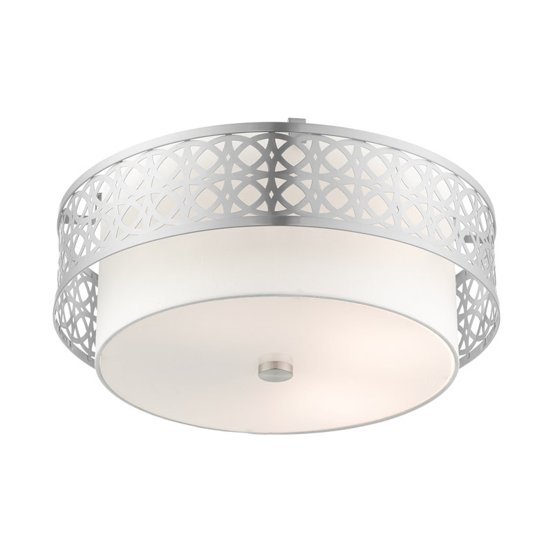 Eraman Linen Blend Flush Mount, Brushed Nickel