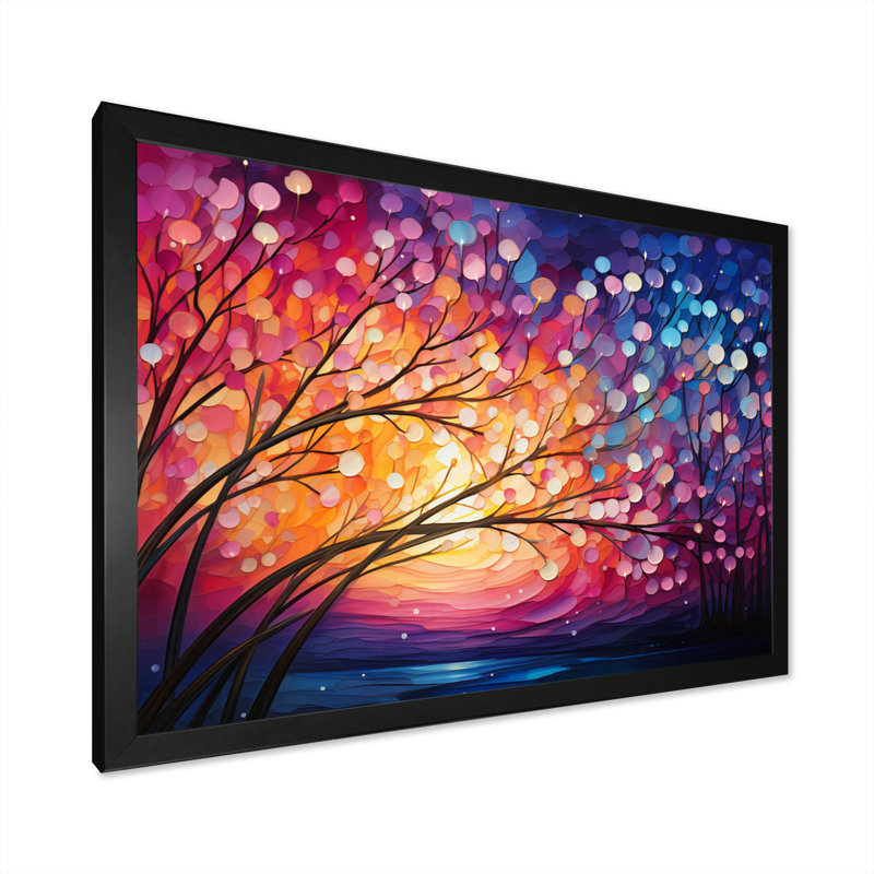Hardedge Art Sublime Tree Symmetry III - Modern Canvas Art Print, Cadre photo noir, H 16 po x l 32 po x P 1 po