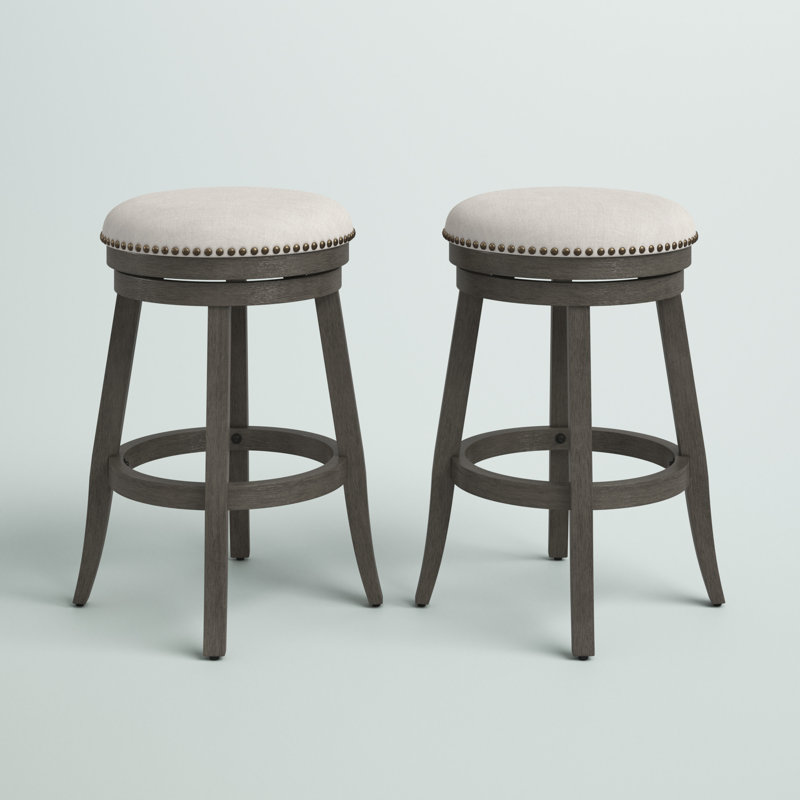 Tabouret de comptoir pivotant de 26 po, Gris Barret, Crème