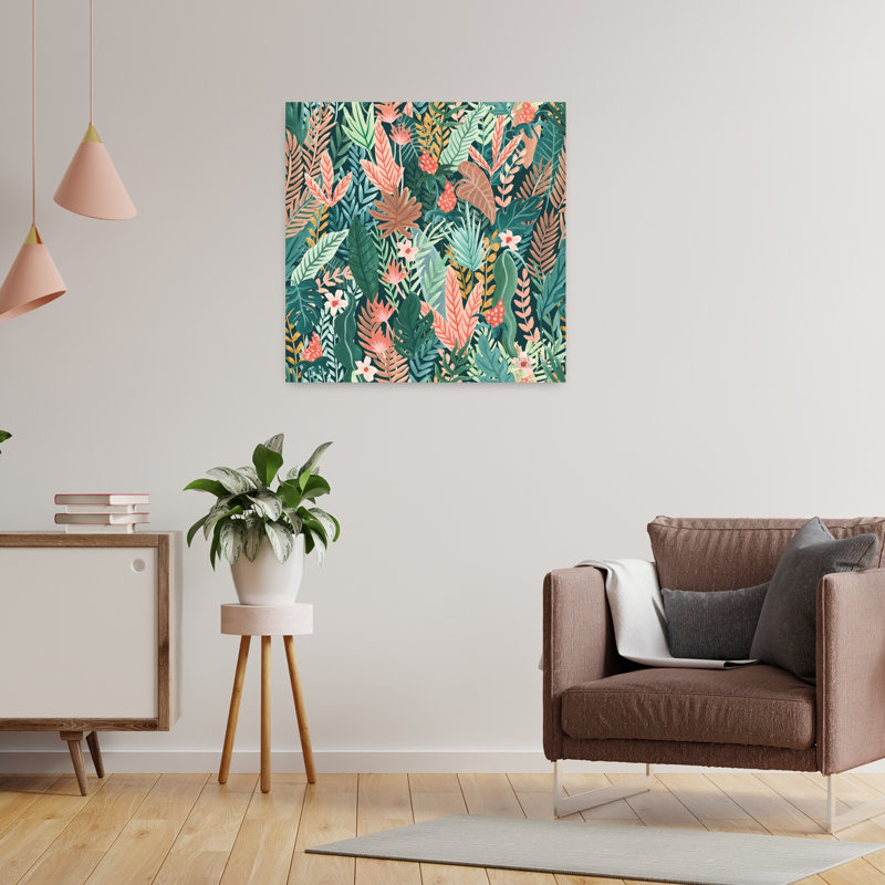 «Jungle Hangout», art abstrait Palm Summer, H 24 po x l 24 po