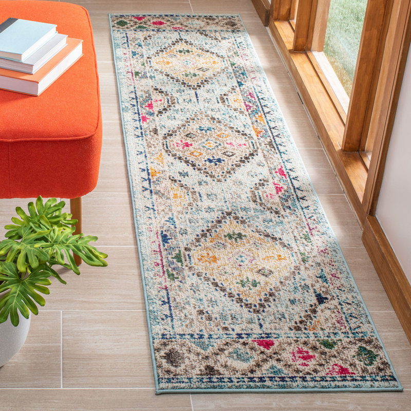 Felty Southwestern Blue/Yellow Area Rug, Runner 2' x 8'