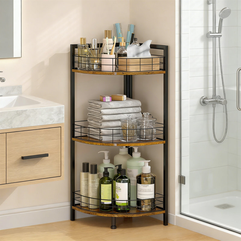 3-Tier Triangular Corner Shelf Stand, Free-Standing For Small Spaces