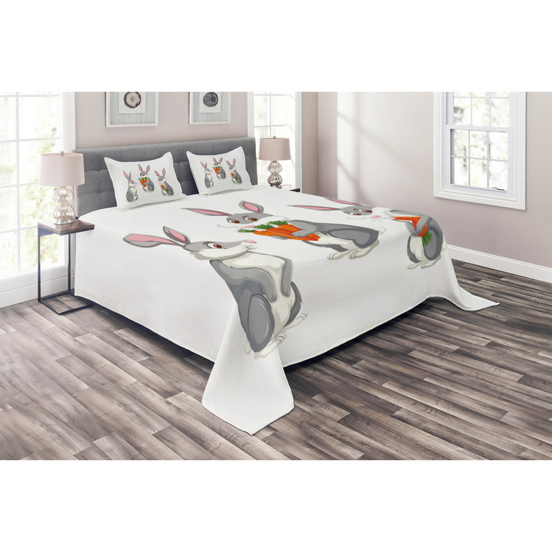 Bunny Polyester Coverlet, King Bedspread + 2 Shams