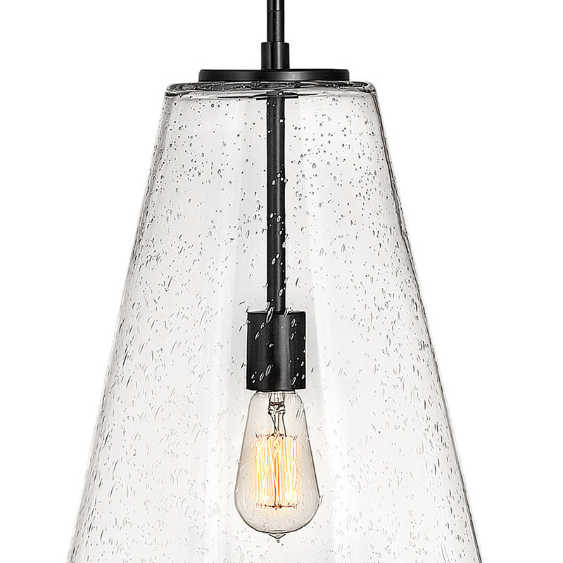 Luminaire suspendu conique à 1 lumière Evanne, Noir satiné