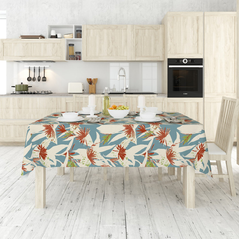 Durable Tablecloth, 50% Cotton / 50% Polyester, 55.1 x 118.1 inches | Machine Washable at 86°F, Tumble Dryer Safe, Ironable | Perfect for Dining Room, Parties & Everyday Use, Elegant Design & Easy Care