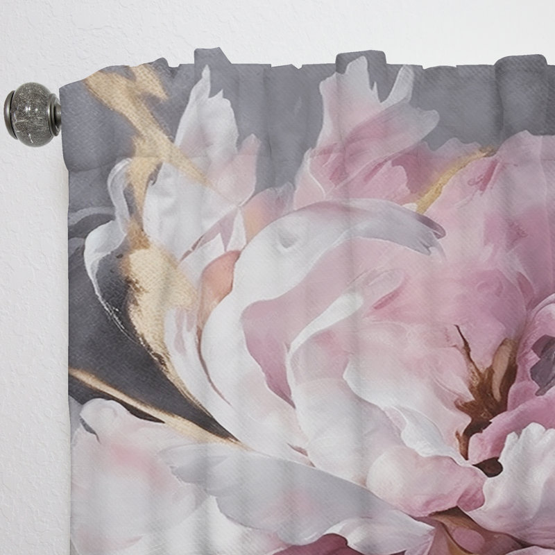 Harmonieux rose gris pivoine II - rideau moderne - velours obscurcissant - 1 panneau, L 52 po x L 120 po