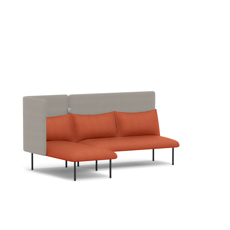 QT Adaptable Lounge Sofa, Chaise, Left Hand Facing, Gray/Red Polyester