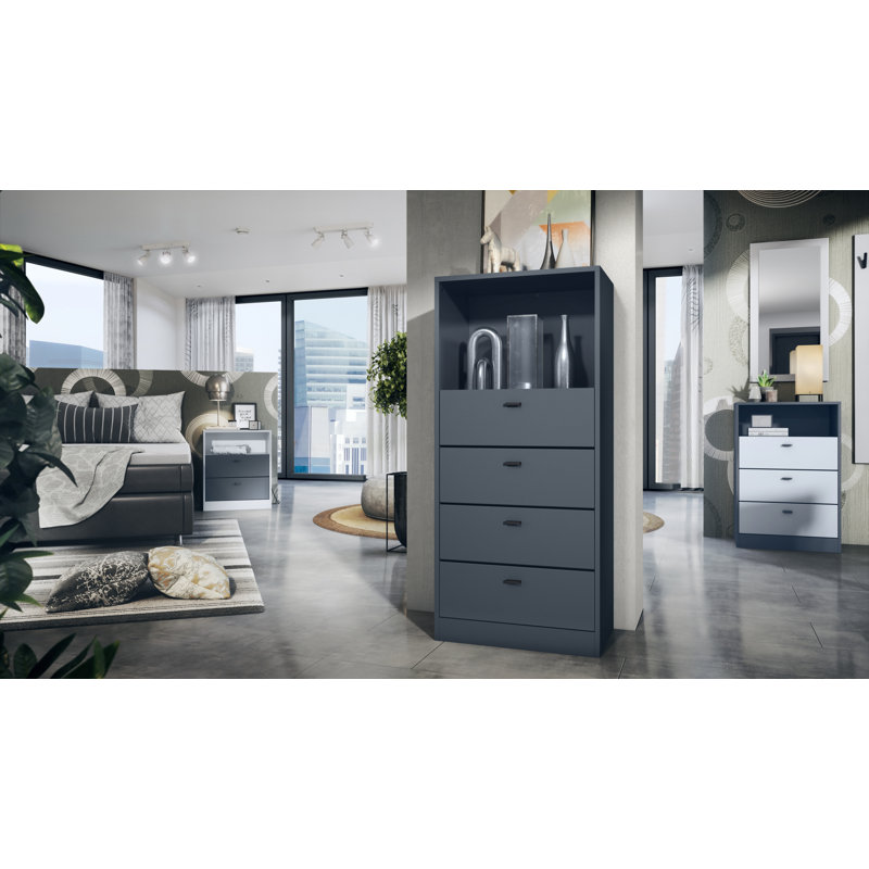 Frano 4 Drawer 56Cm W Chest of Drawers, Matt anthracite/Matt anthracite