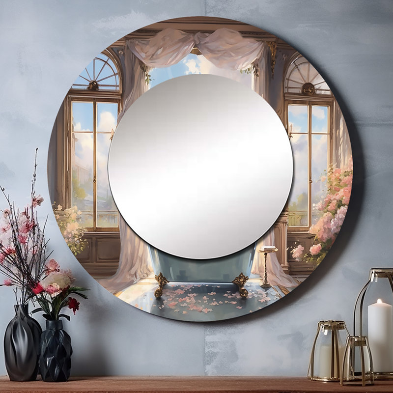 Décoration murale papillons muraux de salle de bain III - Miroir floral rond pour salle de bain_MTMIR62597, 29 po x 29 po