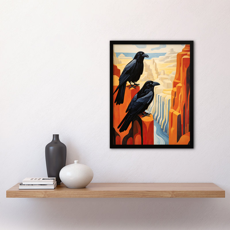 Grand Canyon Crows Birds Abstract Minimalist Landscape - Single Picture Frame Print