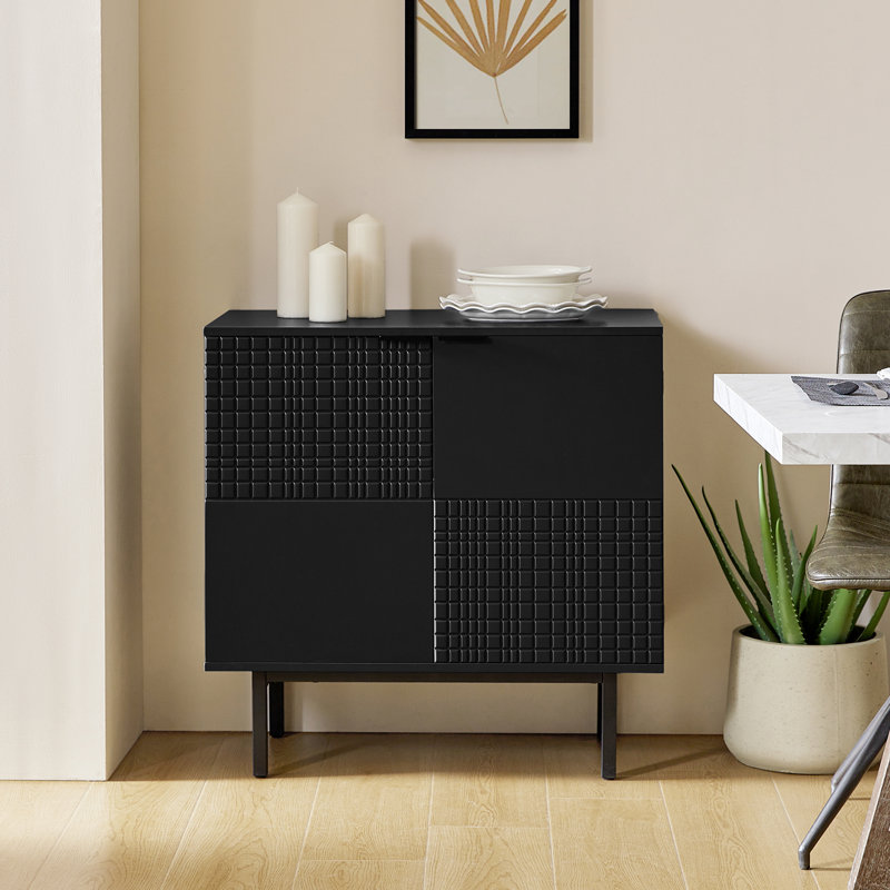 Chedo Metal Accent Cabinet with Drawers, Black