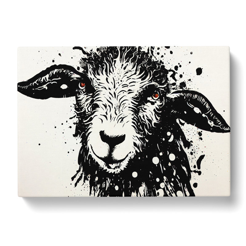 Sheep Paint Splatter Abstract - Wrapped Canvas, 50cm H x 76cm W x 3cm D