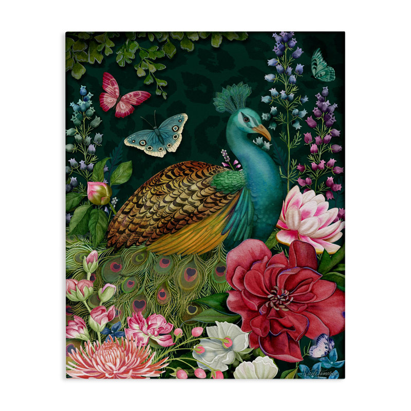 «Wild Garden Peacock», conception par Nicole Tamarin, H 20 po x l 16 po