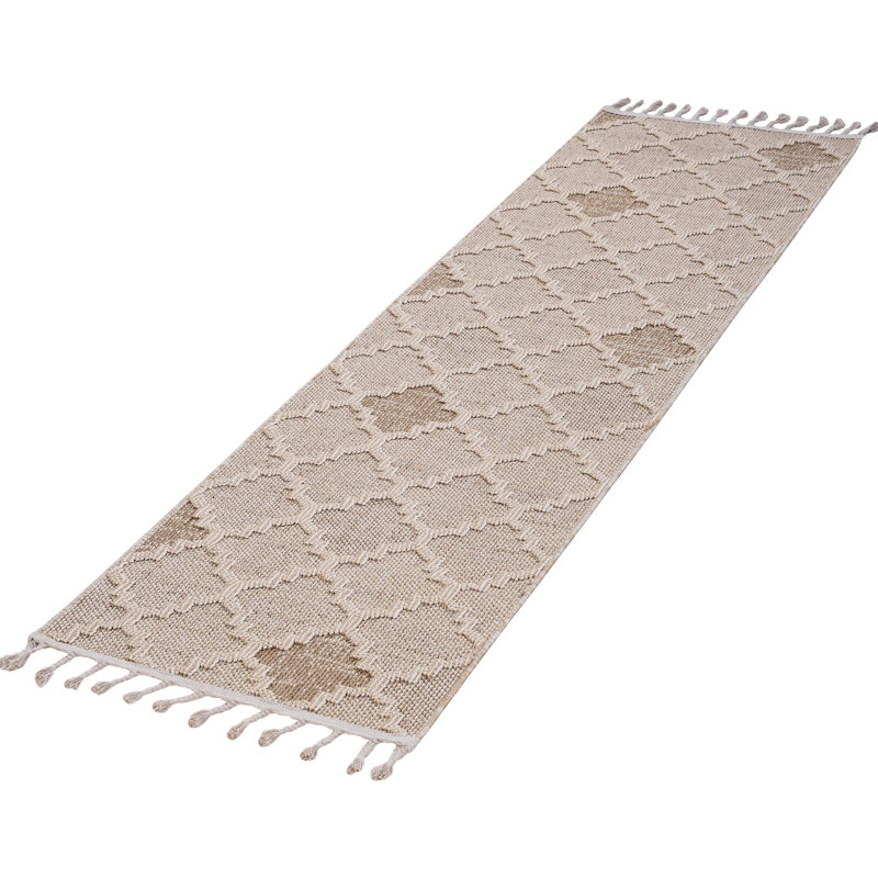 2X8 Cream/Trellis Indoor Rug Loom & - Pet-, Stain , Contemporary Style Cream Trellis Outdoor Area Non-Shedding, , For Patio