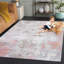 Tapis en polyester tissé à plat à la main à motif abstrait en ivoire / gris / rose Braidy-107291617
