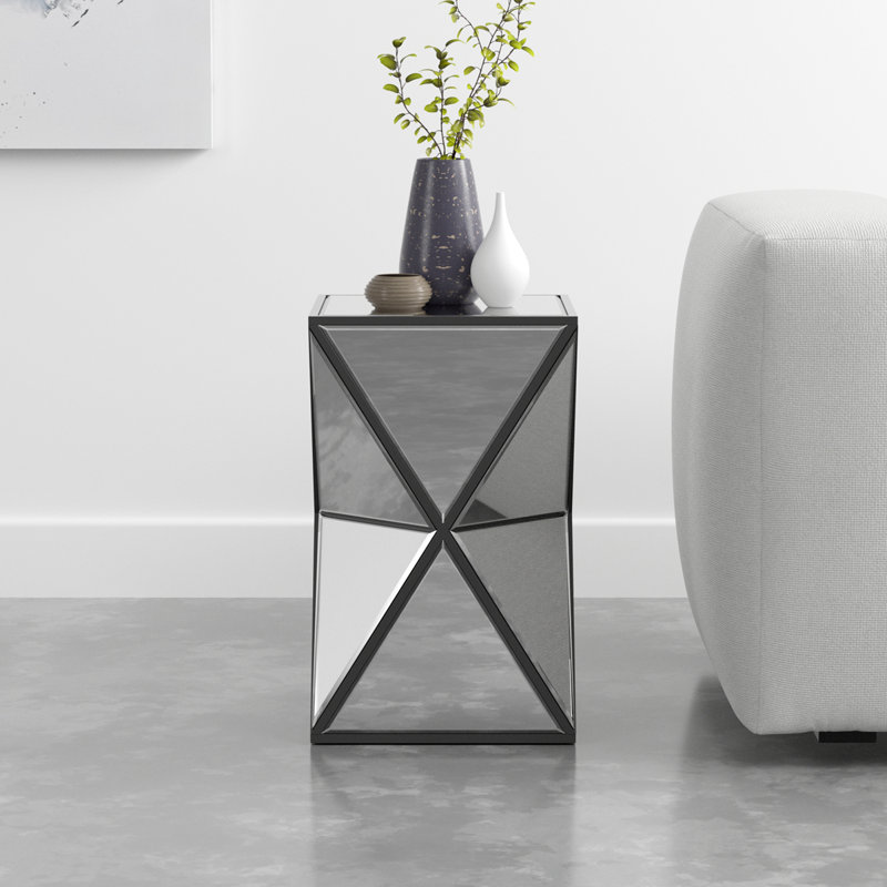 Hibi Mirrored Glass Top End Table