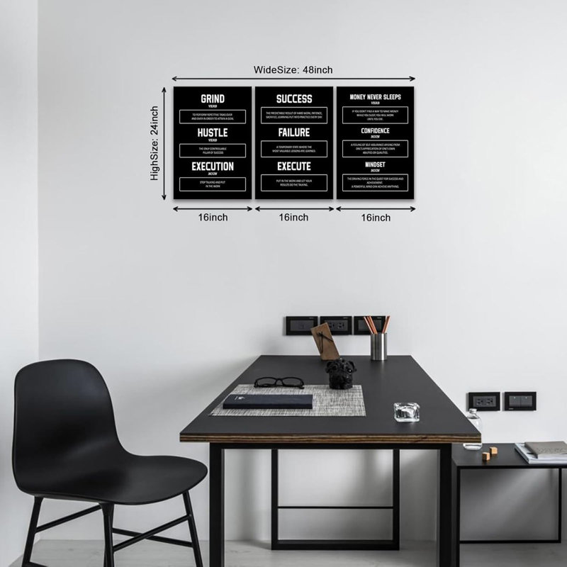 Motivation - ensemble d'art mural - «Grind Hustle», «L'expiration, le succès, l'argent ne dort jamais, de la confiance»