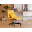 Chaise de bureau jaune à accoudoirs croisés en lin avec roulettes - Polyvalente pour le bureau personnel, la méditation et le maquillage-130589238-130589236