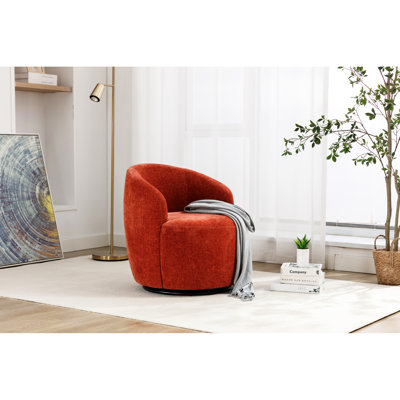 Chaise rembourrée en chenille orange avec pivot à 360 °, rembourrage en mousse pour un soutien confortable