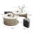 Round Nesting Coffee Table Set With 2 Storable Stools, Sintered Stone Coffee Table