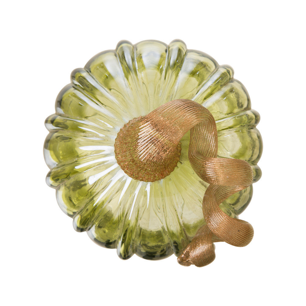Crackle Glass Pumpkin, Green