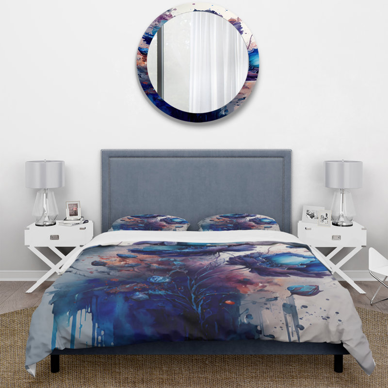 Vibrant Blue Flower Bouquet II - Ensemble de housse de couette Bouquet floral - Polyester microfibre