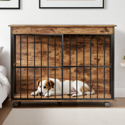 Cage pour chien avec plateau et roues