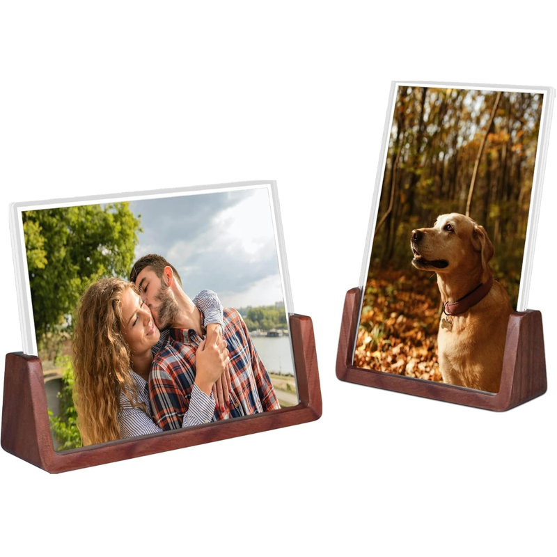 Ensemble de 2 cadres photo en forme de U en noyer 4 x 6