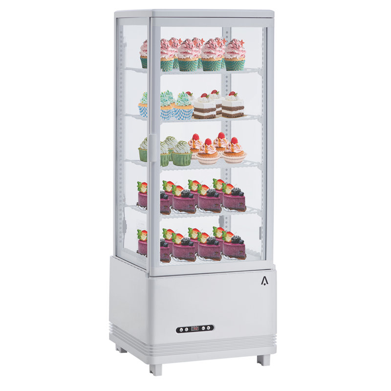 GarveeHome 3.5 Cu.Ft Commercial Glass Door Refrigerator - White Merchandiser with LED Light & Digital Temp Control - 4 Adjustable Shelves Beverage Cooler for Cafe, Restaurant, Bar, Store