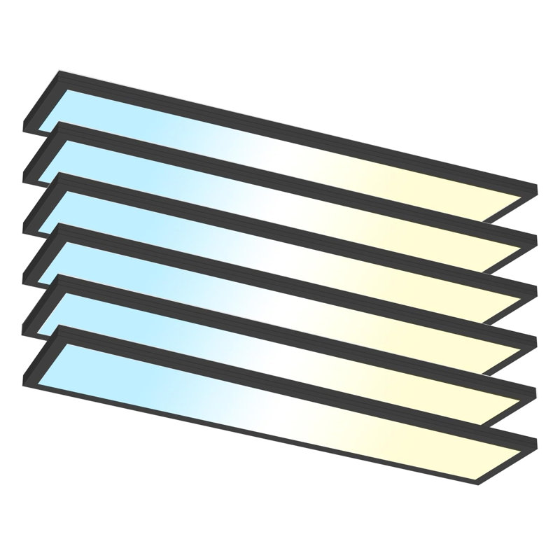 6Pack 1X4 plafonnier à DEL, 50 W, 5 500 Lm, montage en surface, ultra-mince, réglable 3 000 K / 4 000 K / 5 000 K, gradateur Triac pour la maison et l'atelier