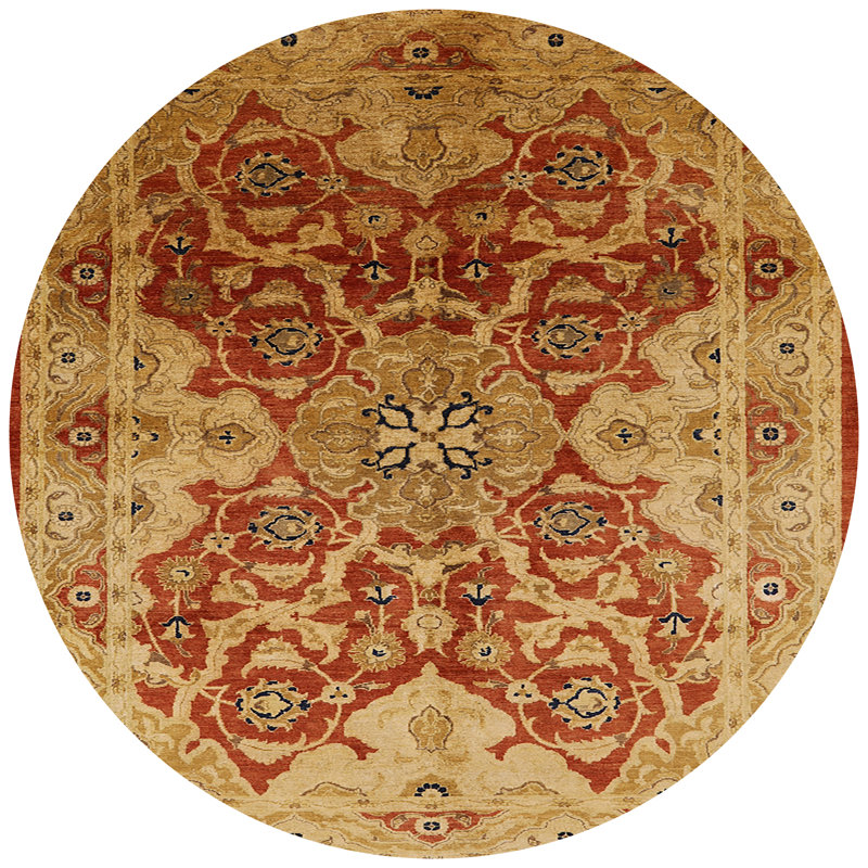 Tapis oriental jaune / brun Eugenia, Rond 6 pi