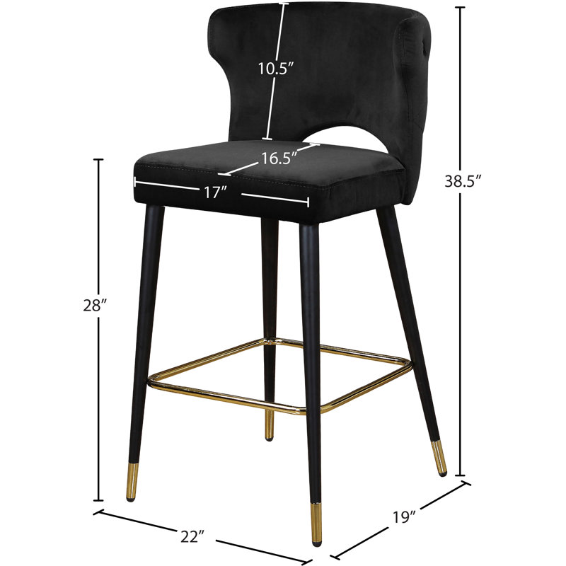 Tabouret de bar 28 po Kelly, Velours noir