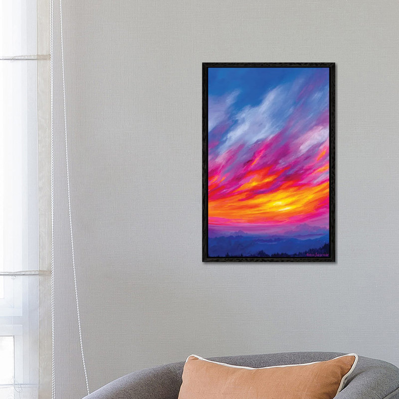 Waterfall by Radek Smach - Painting on Canvas, Black Framed, 66.04 cm H x 45.72 cm W
