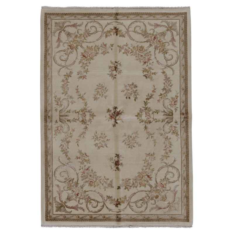 High-Quality Hand-Knotted Ivory Area Rug