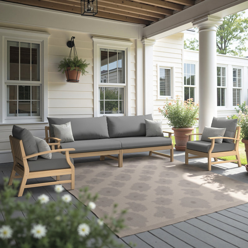 Kooper 3 Piece Sunbrellaâ® Outdoor Patio Seating Set  - Charcoal Gray, Charcoal Gray