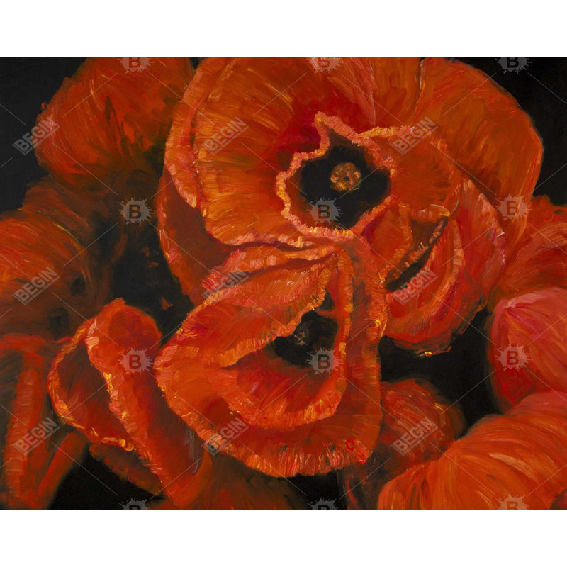 Poppy Bouquet Print On Canvas