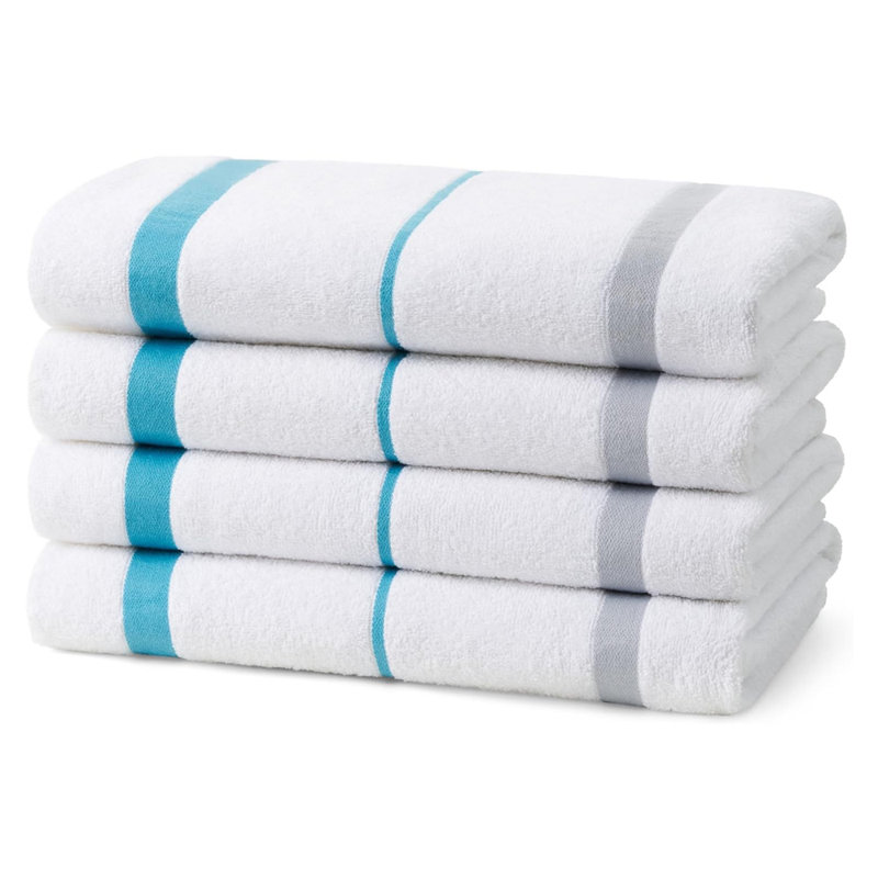 Boulier Sailor Stripe Beach Towels | 100% Cotton Terrycloth Towels 30"x60", Turquoise