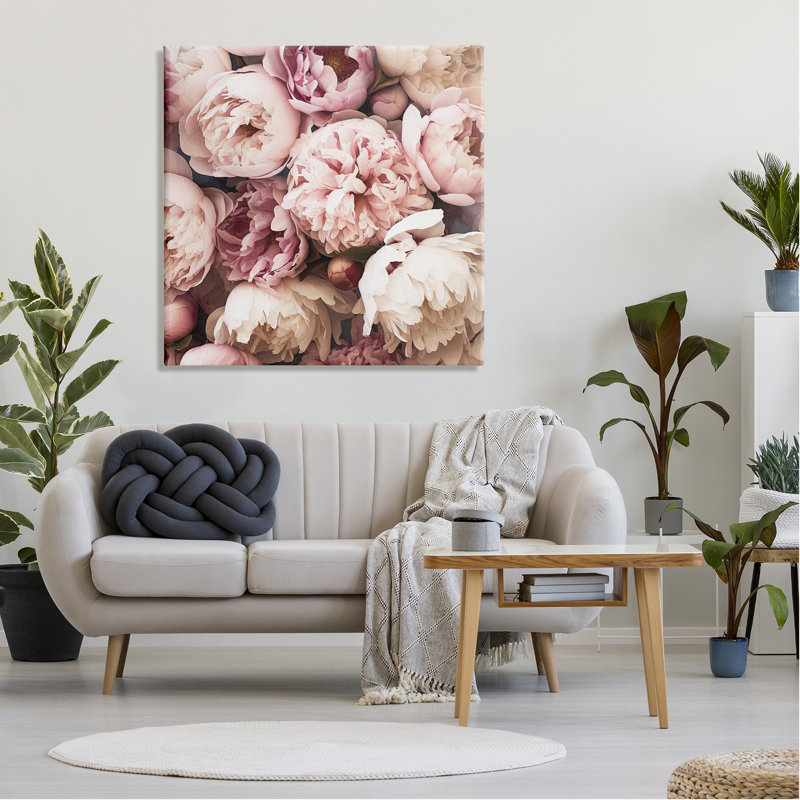 Reproduction de pivoines mixtes sur toile par Riley B, H 36 po x l 36 po x P 1,5 po