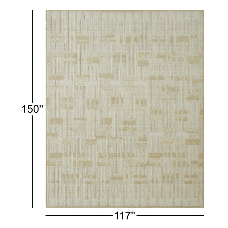 Wool Area Rug, Rectangle 9'9" x 12'6", Sand Tones/Cream