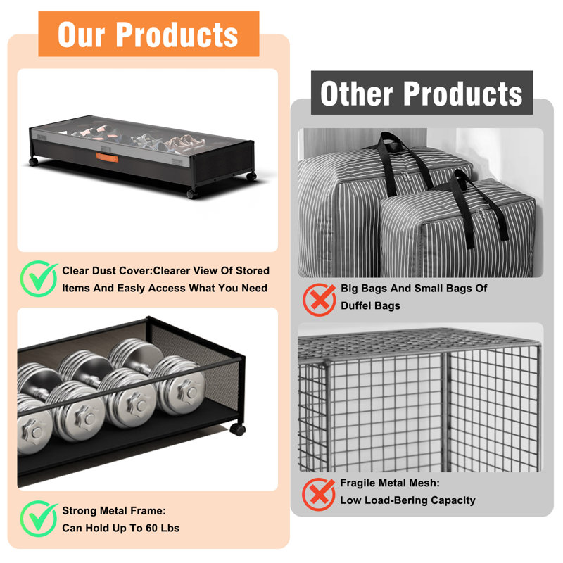 Storage box with gurney bottom Black