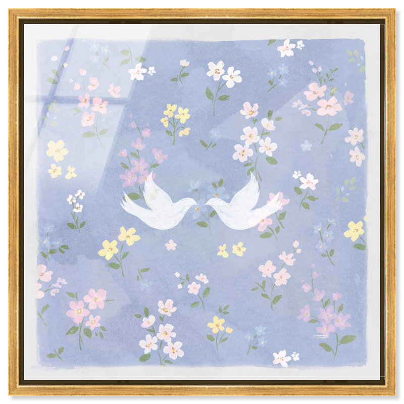 Love Doves Print by Oliver Gal, 41"H x 41"W, Gold Floater Frame